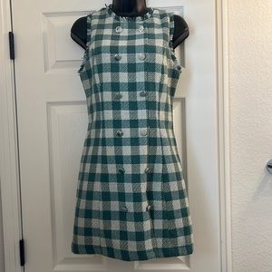 Teal/ green plaid dress